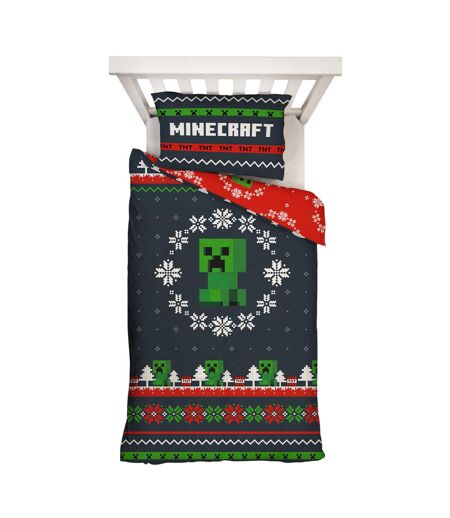 Pixel Christmas Reversible Duvet Set Multicoloured Minecraft