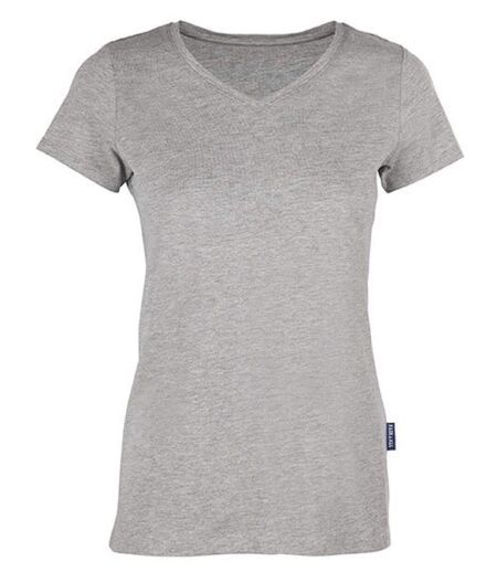 T-shirt manches courtes col V - Femme - HRM202 - gris chiné