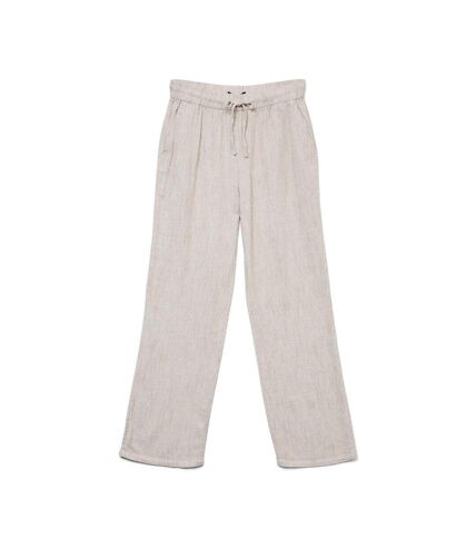 Pantalon Toile Beige/Blanc Femme Vero Moda Line - L-L32