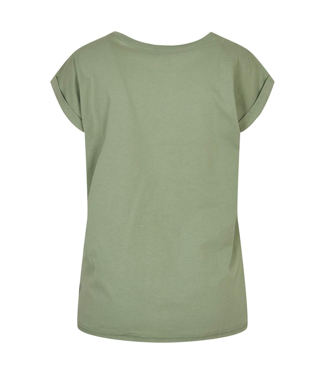 Womens/ladies Cotton Extended Shoulder T-shirt Soft Salvia Build Your Brand-2