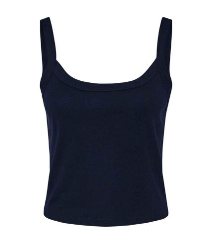 Womens/ladies micro-rib spaghetti strap tank top solid navy Bella + Canvas