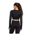 Womens/ladies Bodycon Raglan Long-sleeved Training Crop Top Black Umbro-2