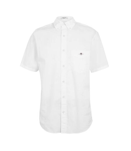 Mens Classic Logo Poplin Short-sleeved Shirt White Gant