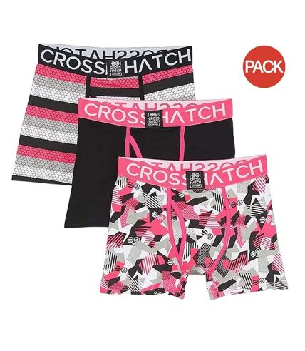 Boxers crystaline homme fuchsia / noir / gris Crosshatch