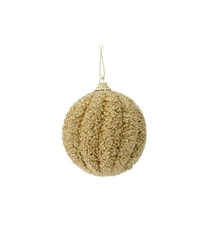 Foam glitter bauble 8cm light gold Kaemingk