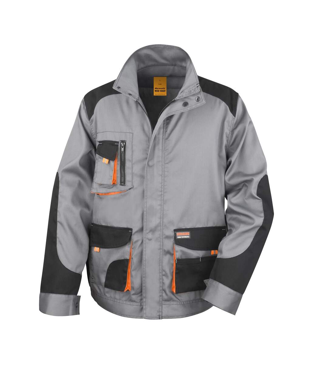Result Mens Work-Guard Lite Workwear Jacket (Breathable And Windproof) (Grey Black / Orange) (UTRW3711)-1