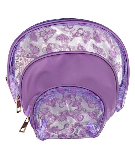 3 Piece Ladies Butterfly Print Cosmetic Bag Set Makeup Toiletry Travel Bags