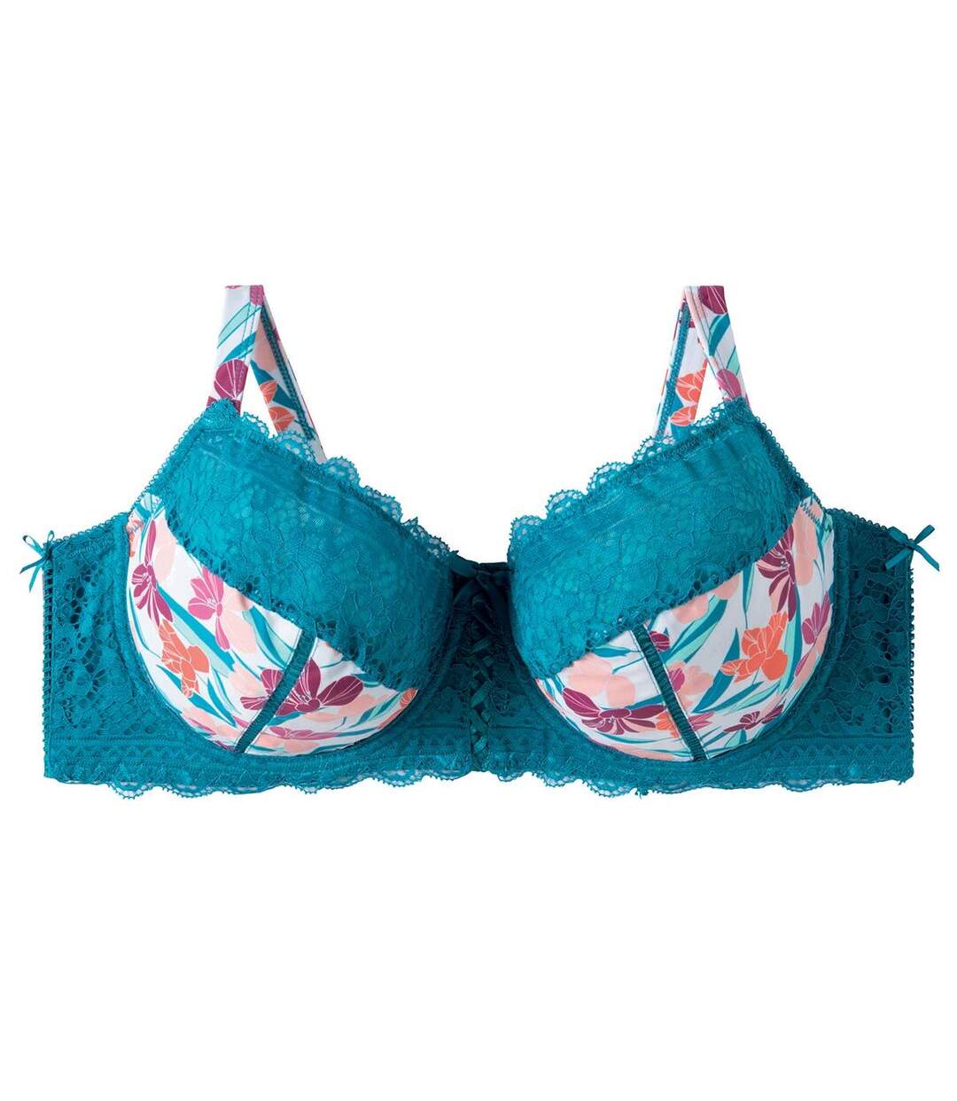 Soutien-gorge à armatures grand maintien turquoise/rose Eva-1