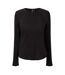 Womens/ladies Crew Neck Relaxed Fit Long-sleeved Blouse Black Pieces-1