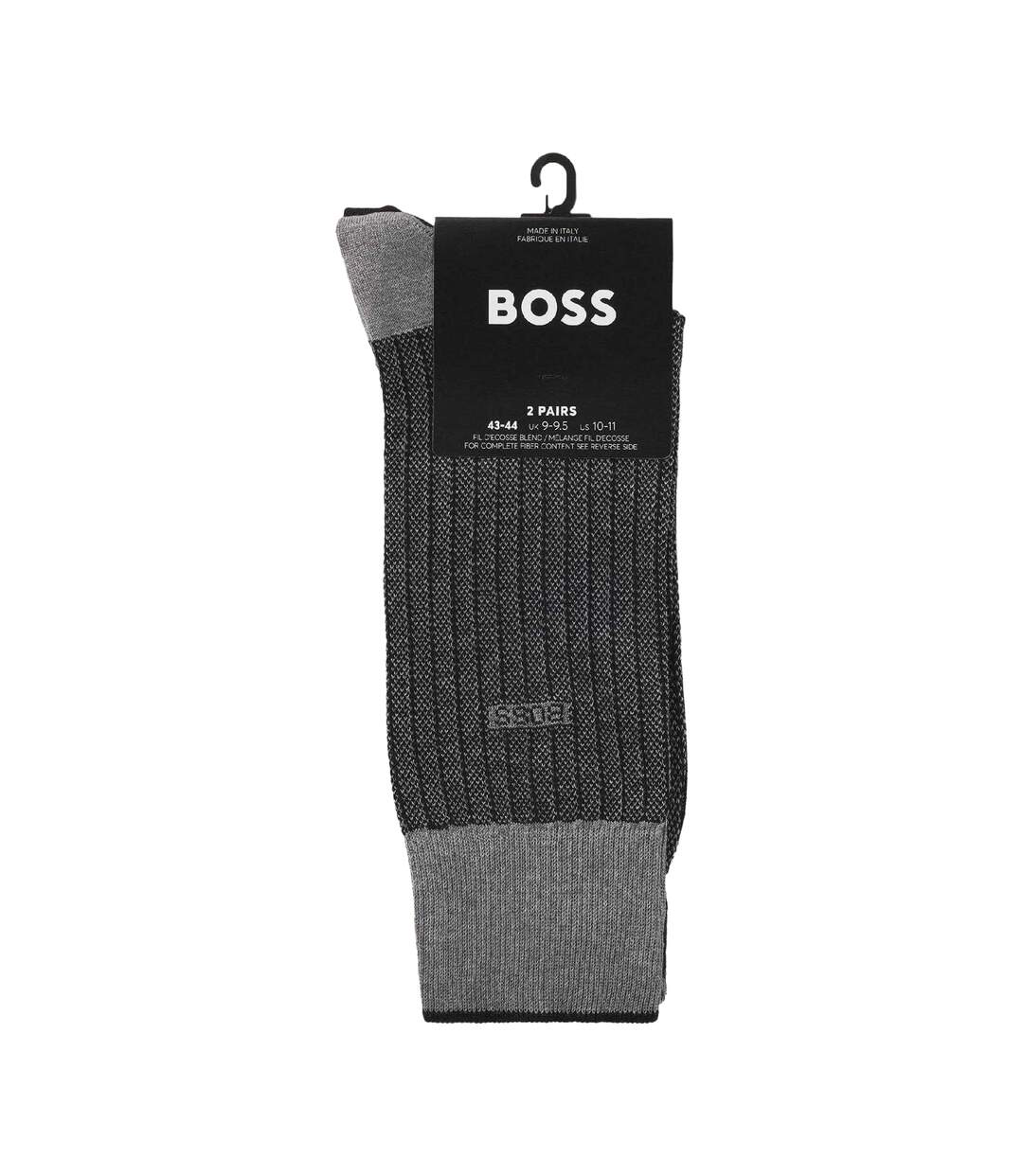 Lot De 2  Chaussettes Homme Noir Gris Boss-3