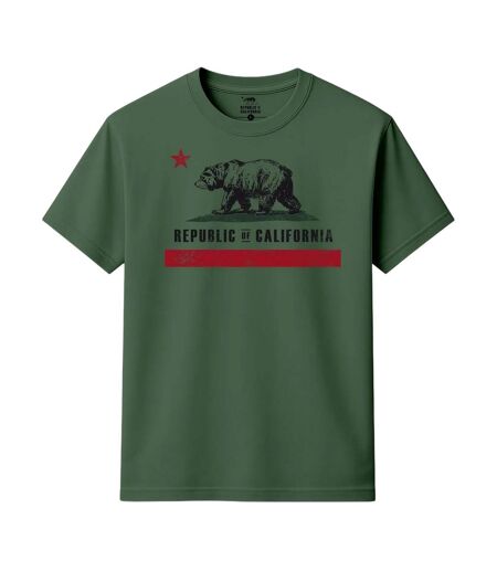 T-shirt Motif/style Imprimé Graphique Old Flag Homme Vert Kaki Republic Of California