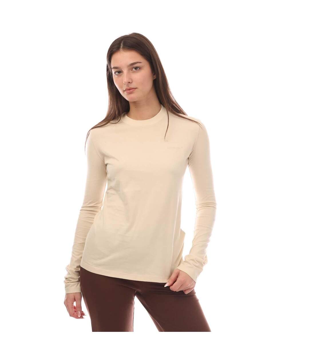 T-shirt Manches Longues Diagonal Femme Beige Off White-2