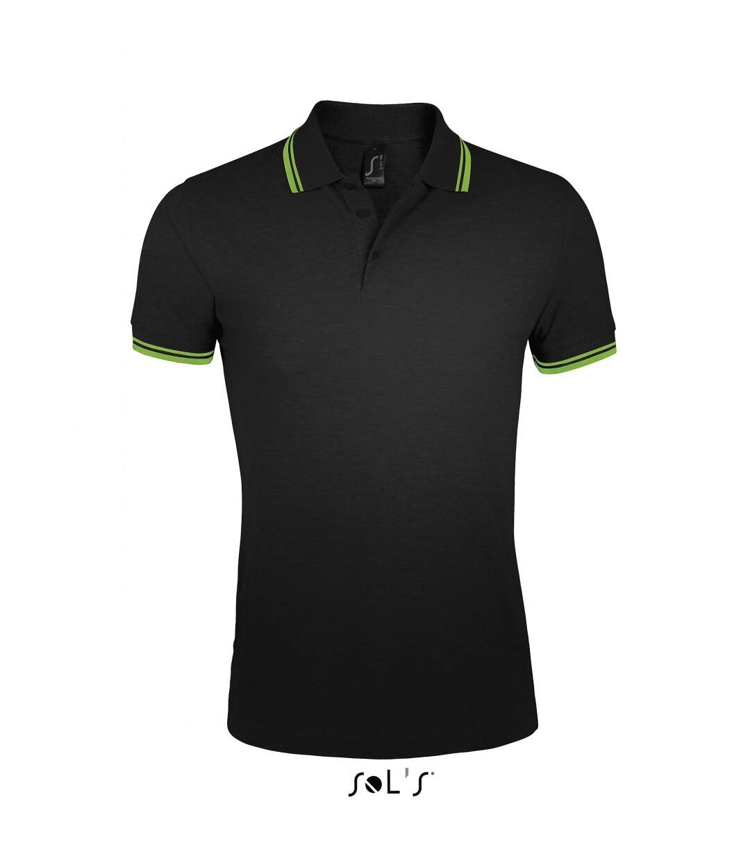 Polo homme coton - 00577 - noir et bande lime