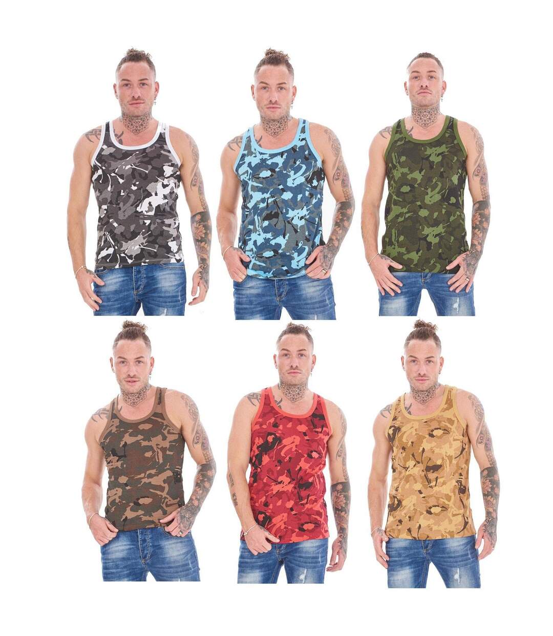 Débardeurs Motif/style Camouflage Homme Bleu Keanu-2