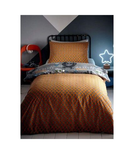 Gamer glow in the dark duvet cover set grey/orange Generic