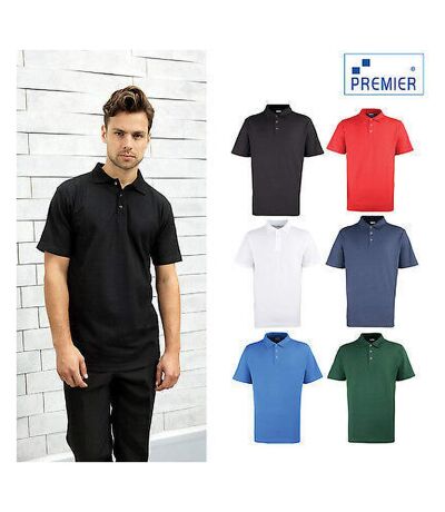 Premier Mens Stud Heavyweight Plain Pique Polo Shirt (Black) - UTRW1109