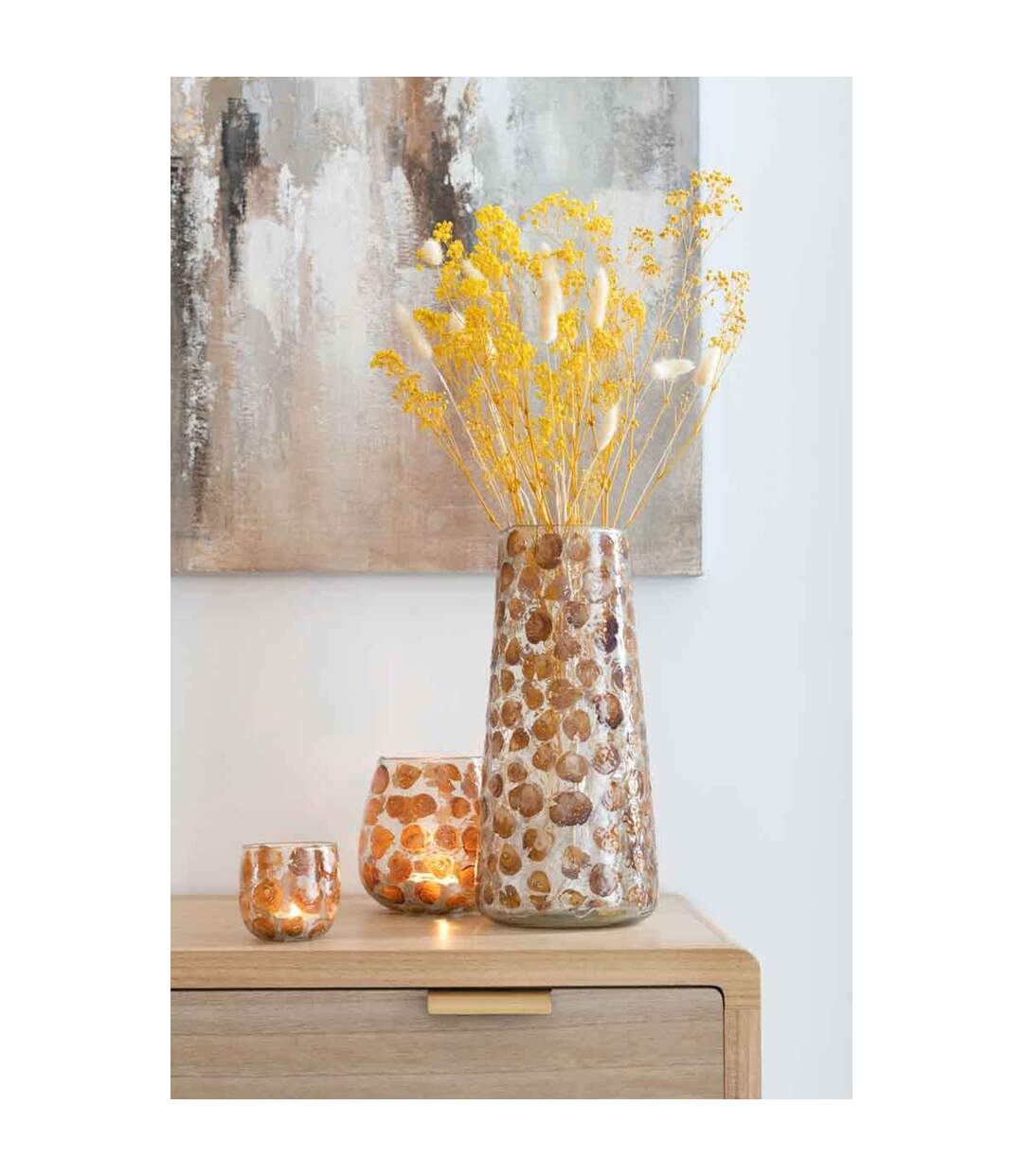 Bouquet de Fleurs Artificielles Gypsophile 81cm Ocre-2