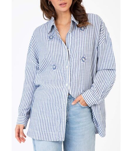 Chemise rayée coton détails bijoux