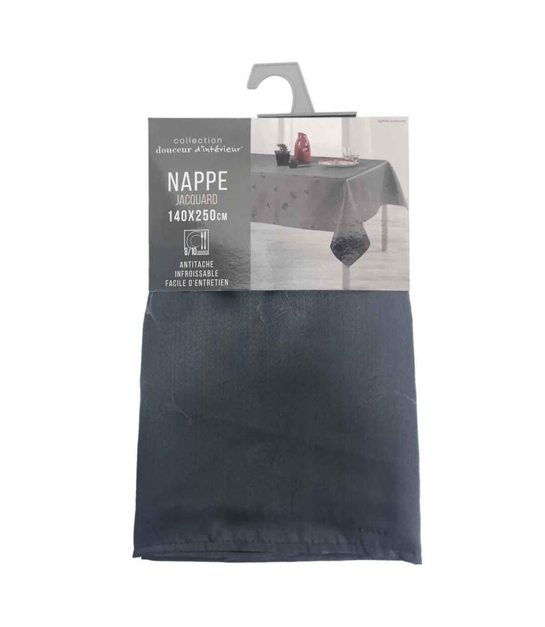 Nappe Imprimé Jacquard Ophélie 140x250cm Anthracite-3