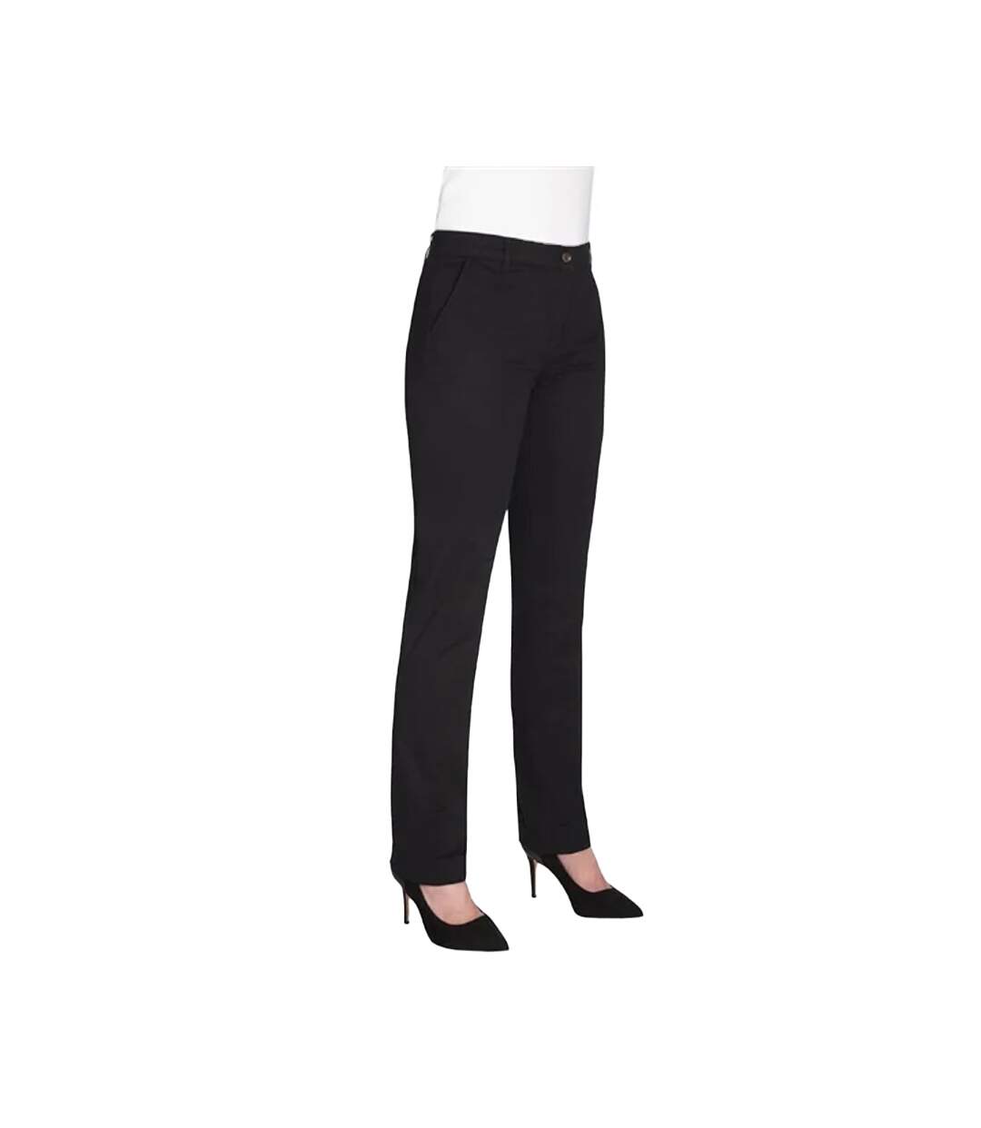 Womens/ladies Liberty Slim Leg Chinos Black Brook Taverner-1