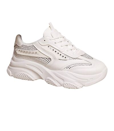 Womens/ladies groove diamante chunky sneakers white Where´s That From