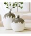 Vase Bouteille en Argile Olea 23cm Blanc & Vert-4