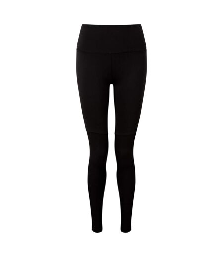 TriDri Womens/Ladies Rib Knit Contrast Bottom Yoga Leggings (Black/Black)