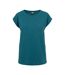 T-shirts Femme Bleu Sarcelle Blanc Urban Classics-3