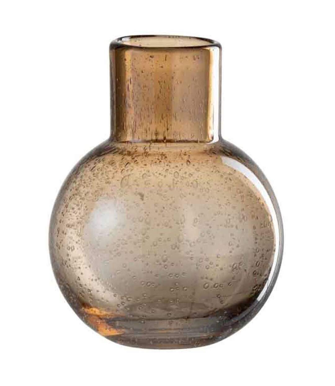 Vase Boule Design en Verre Goulot 19cm Marron-1