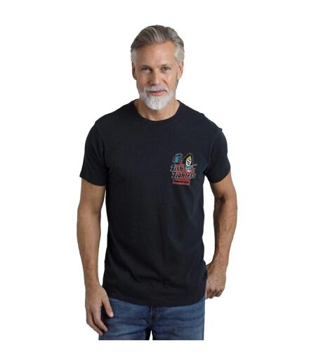Mens fish fighters back print t-shirt navy Weird Fish