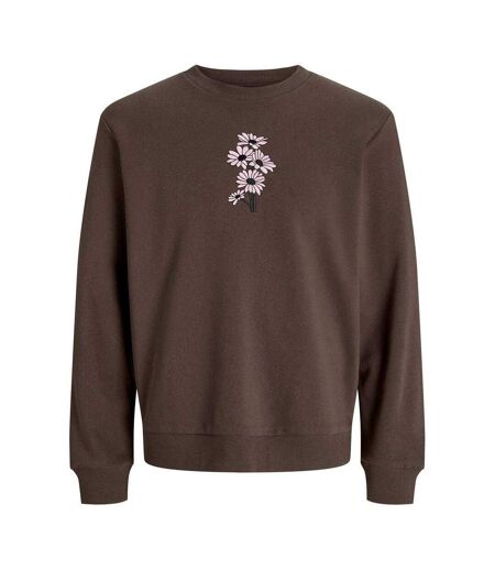 Sweat Motif/style Marguerite Brodée Homme Marron Chocolat Jack And Jones