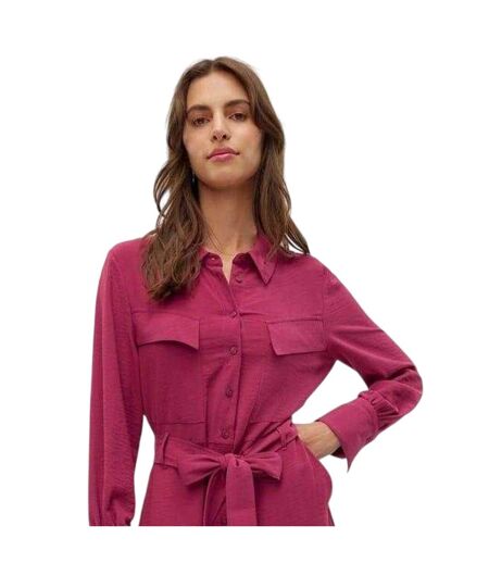 Robe Chemisier Mi-longue Olla Femme Rouge Prune Vero Moda