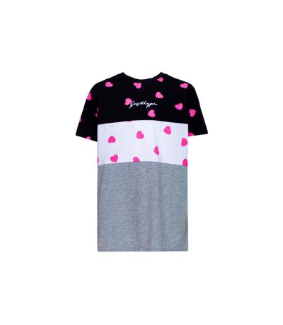 Hype Womens/Ladies Tri Scatter Heart Scribble T-Shirt (Black/White/Gray) - UTHY9314