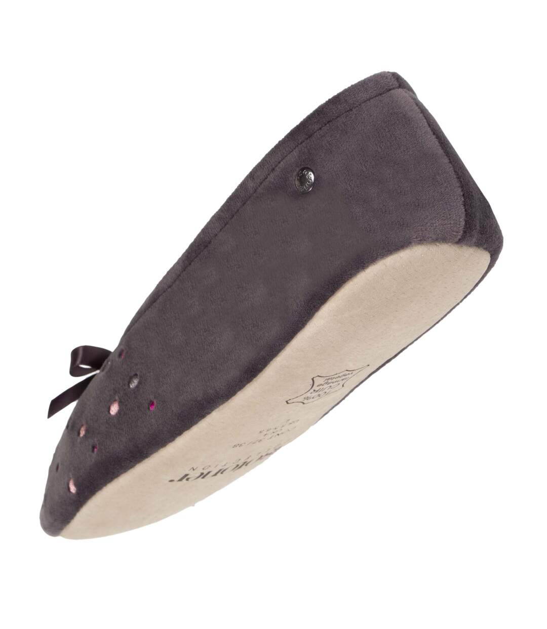 Isotoner Chaussons Ballerines femme brodée pois-5