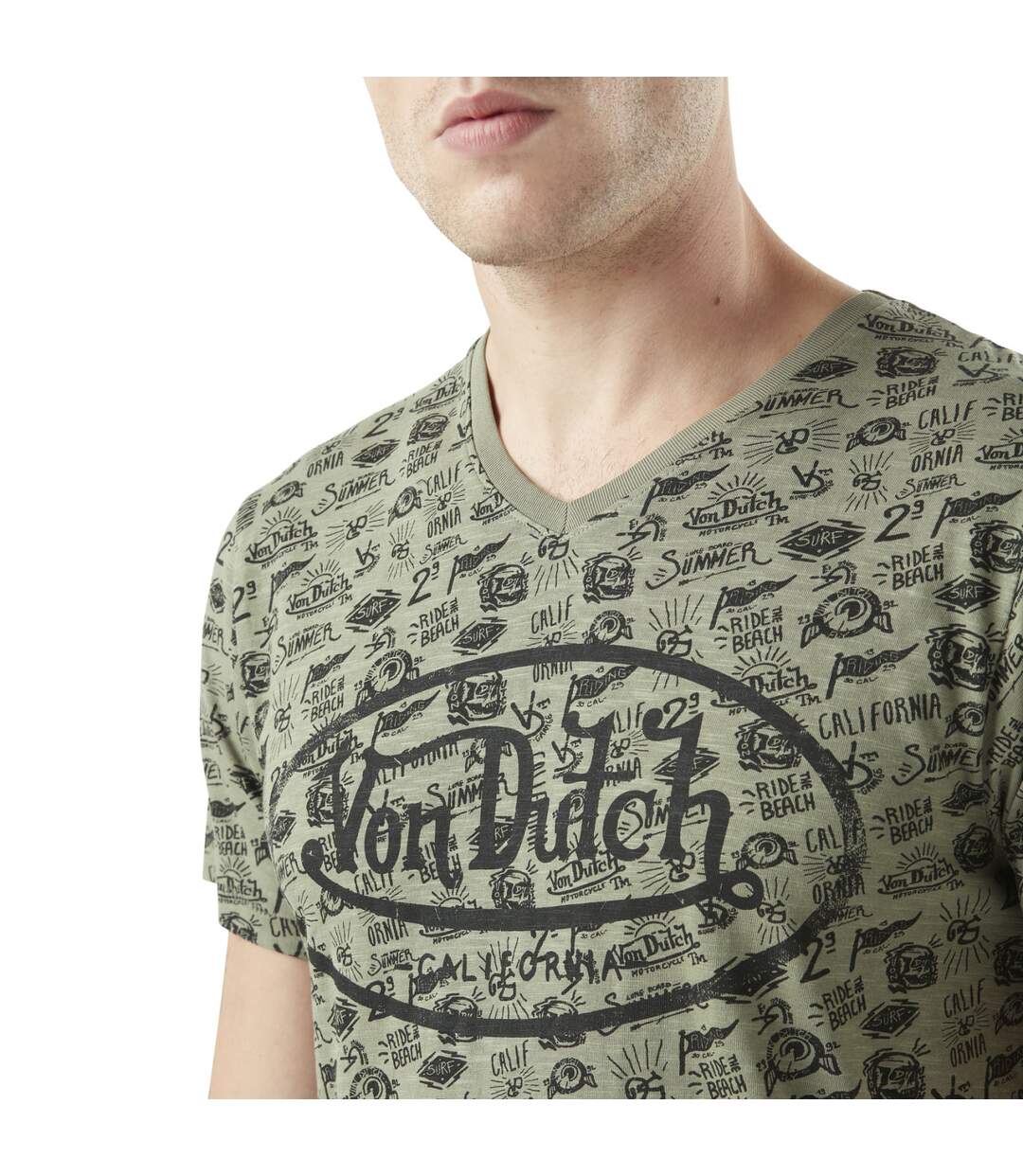 T-shirt homme col v imprimé en coton Tyron Vondutch-2