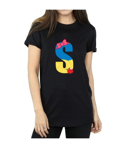 Disney Womens/Ladies Alphabet S Is For Snow White Cotton Boyfriend T-Shirt (Noir) - UTBI42699