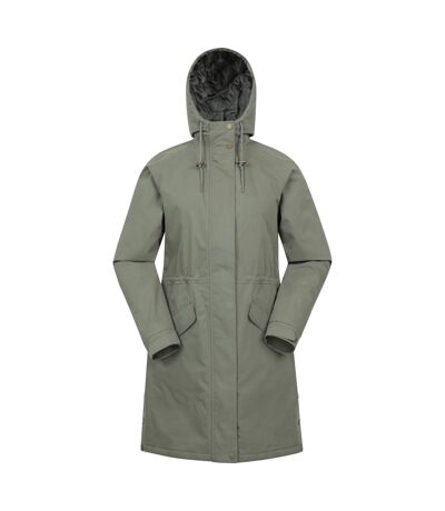 Womens/ladies polperro lightweight padded waterproof jacket khaki green Mountain Warehouse