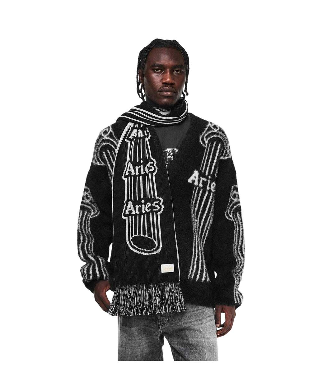 Écharpe Motif/style Colonne Homme Taille Unique Noir Aries-4