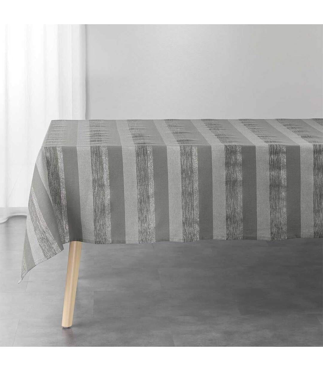 Nappe en Coton Tissée Eldora 140x240cm Gris-1