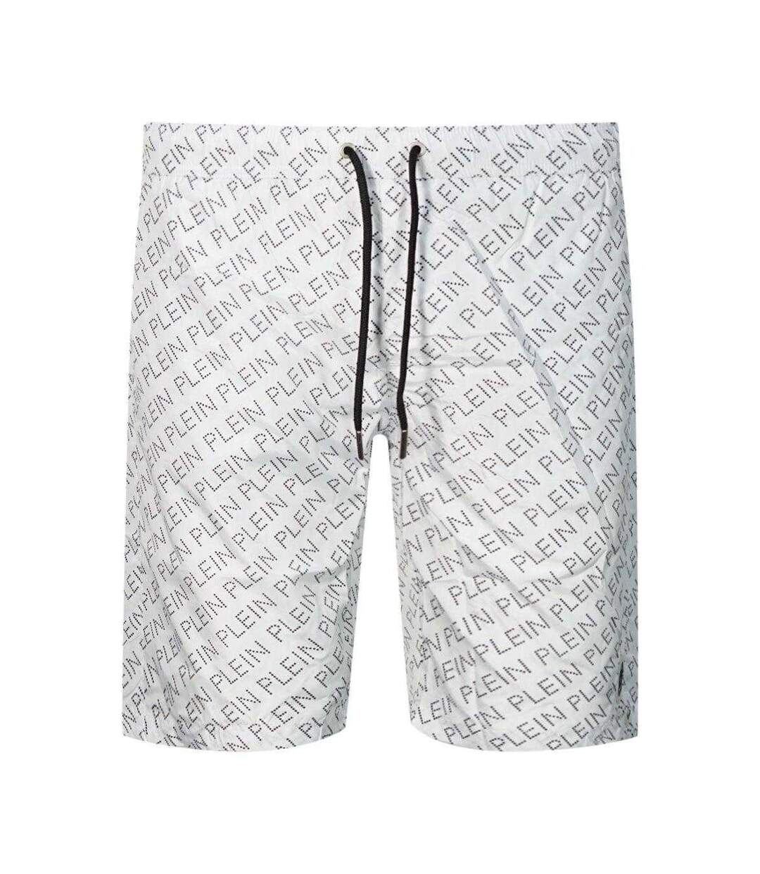 Short De Bain Motif Logo Répété Homme Blanc Philipp Plein-1