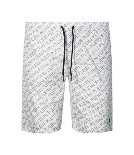 Short De Bain Motif Logo Répété Homme Blanc Philipp Plein