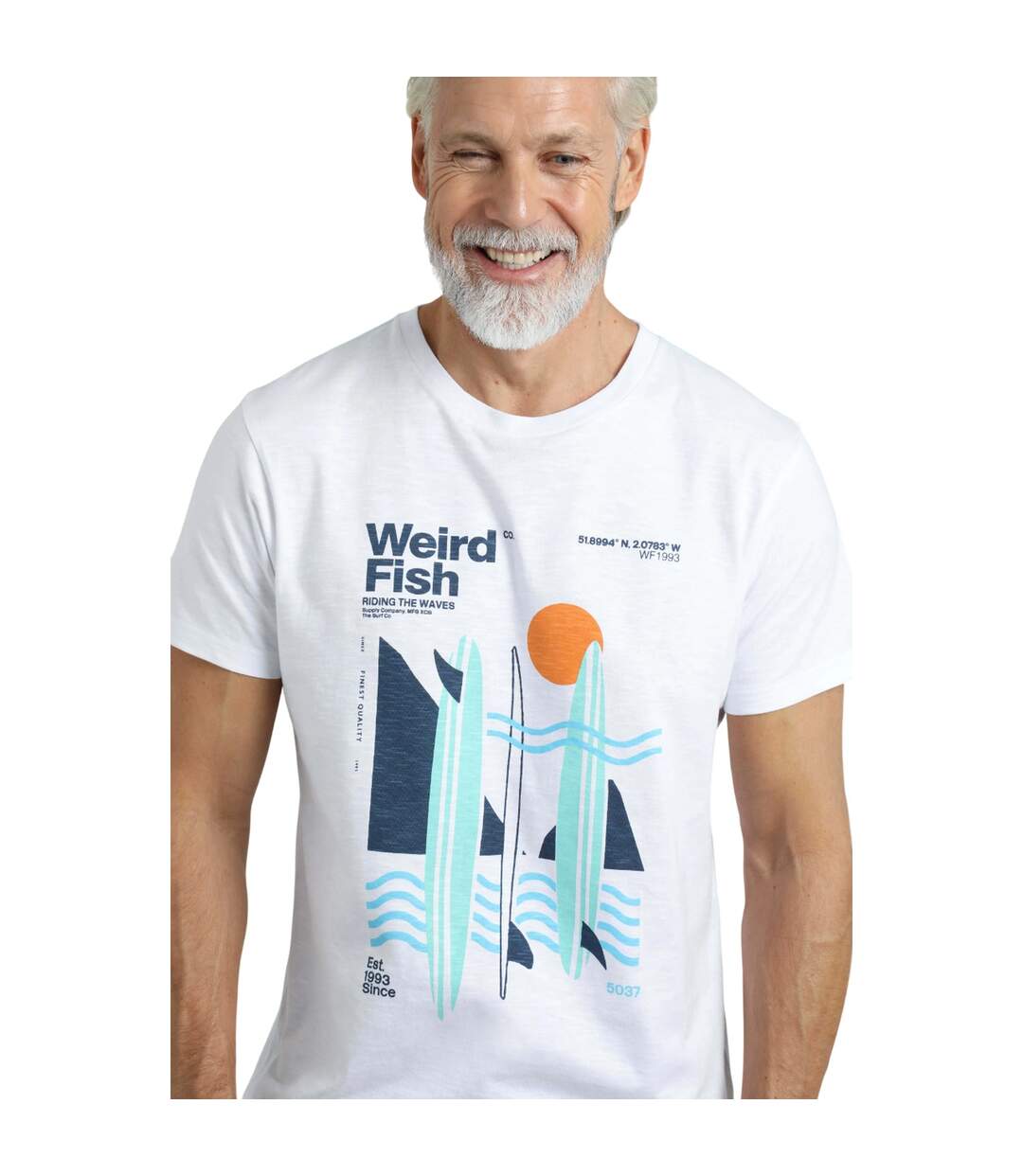 Mens coordinates graphic t-shirt white Weird Fish-3