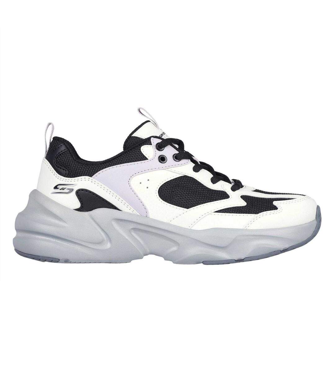 Womens/ladies Bobs Mania 2 Trainers White Grey Black Skechers-1