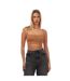 Womens/ladies Sleek Square Neck Crop Top Brown Off White-1