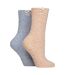 2 Pack Ladies Two Tone Cosy Bed and Home Socks - Warm Soft Relaxing Comfort-1