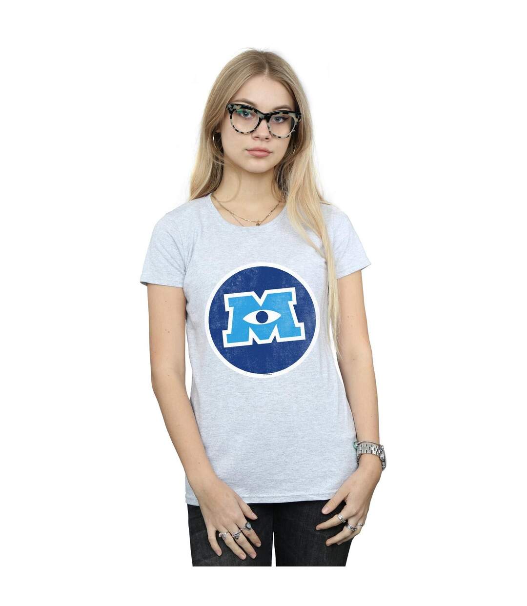 Disney T-shirt en coton Femmes/Ladies Monsters University Monster Emblem (Gris sportif) - UTBI34045-2
