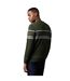 Mens Placement Stripe Crew Neck Jumper Dark Green Burton-3