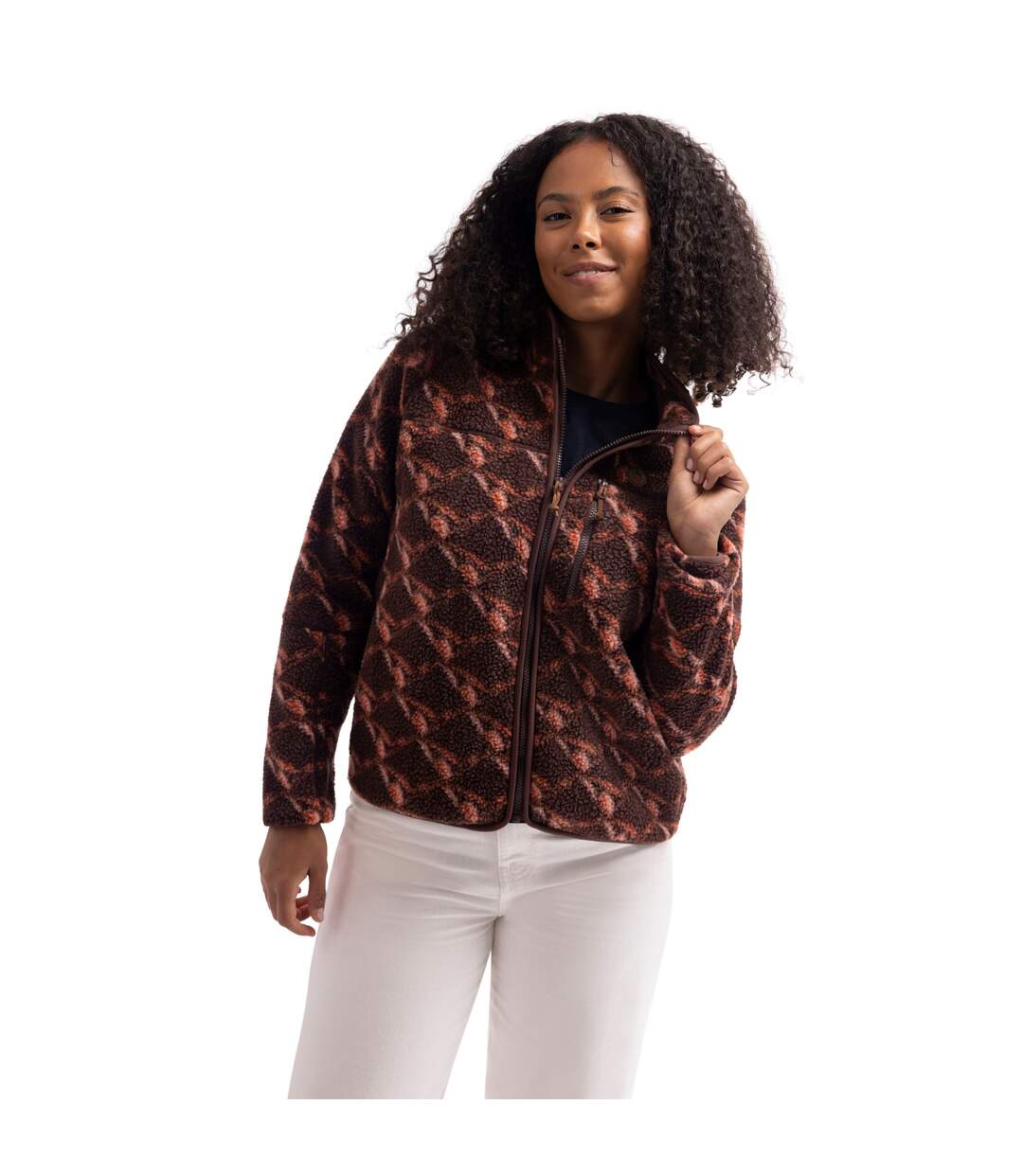 Veste Polaire Col Montant Motif/style Imprimé Jessie Femme Marron Foncé À Motifs Trespass-4