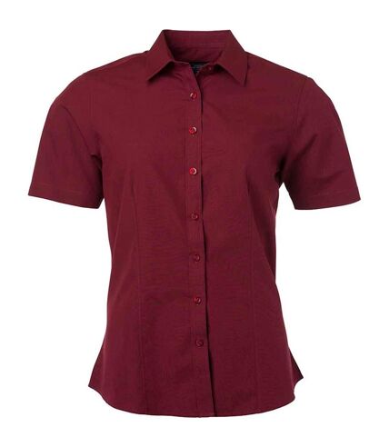 chemise popeline manches courtes - JN679 - femme - rouge vin