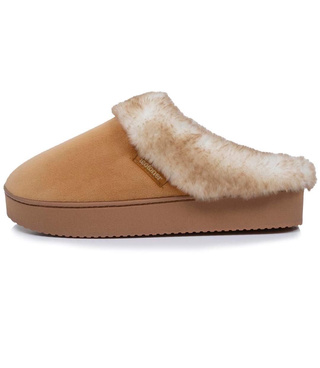 Isotoner Chaussons Mules femme velours ultra doux, compensées-4